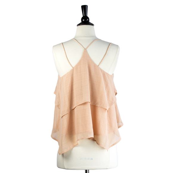 J.O.A. Layered Peach Strappy Camisole Top, Romantic Feminine Pastel - Picture 6 of 6